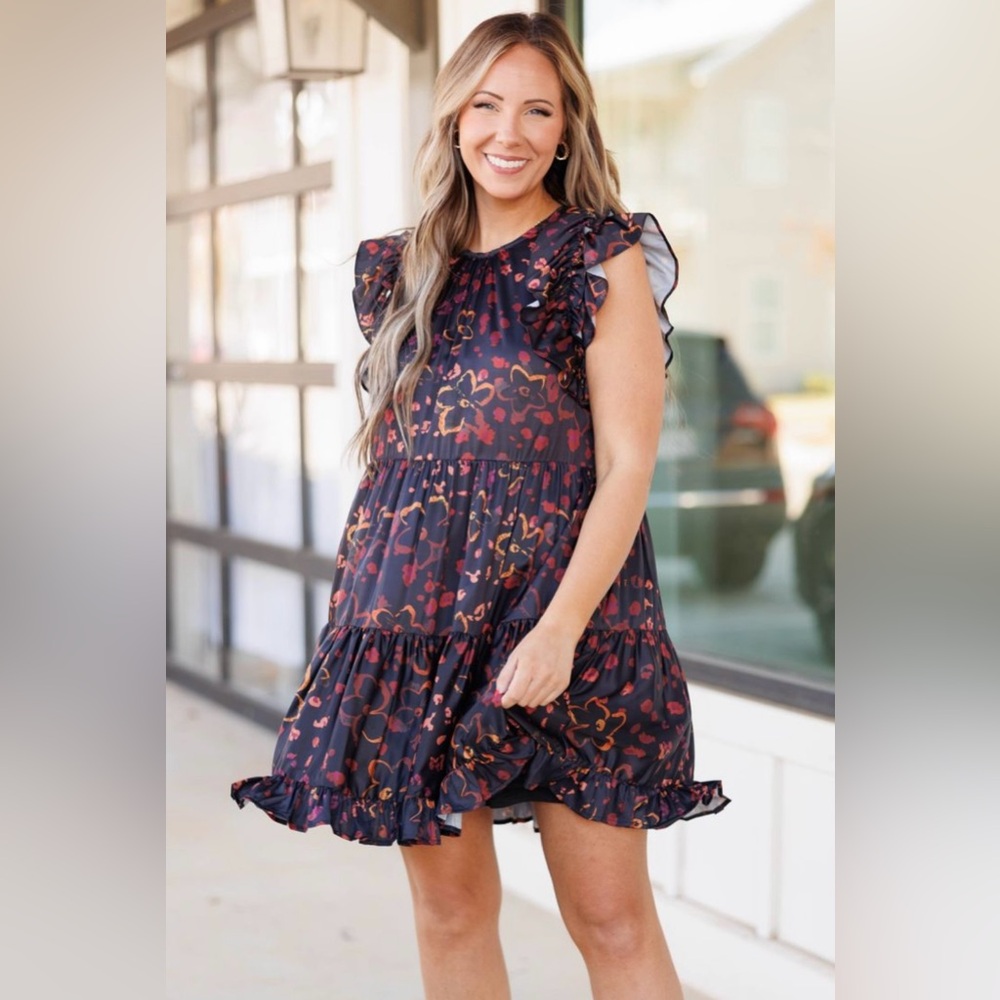 Chic Soul Floral Ruffle Tiered Dress – Size 1X